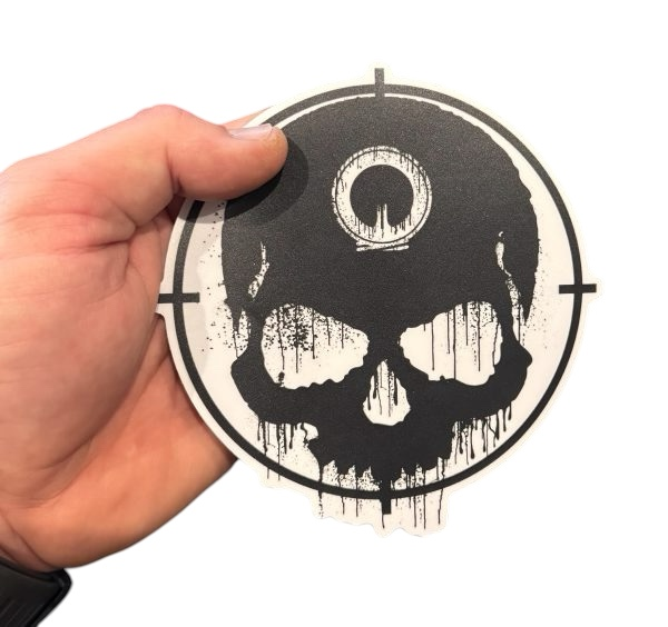 5x5 Skull on Clear Vinyl Sticker